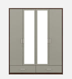 Kosmo Pristine 4 Door Wardrobe With Mirror In Lyon Walnut & Hg Cashmere Finish With Drawer & Locker