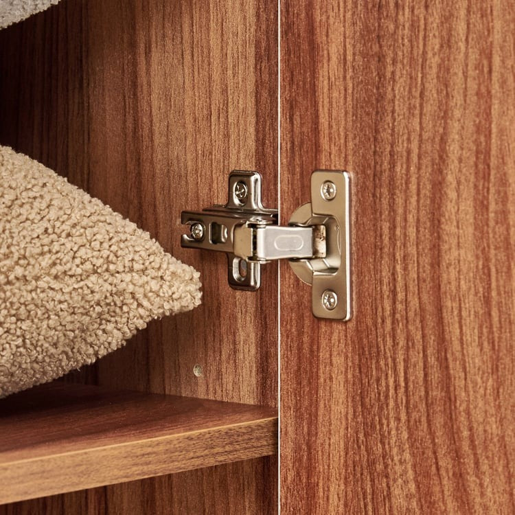 Shoji 4-Door Wardrobe with Curio and Mirrors - Brown