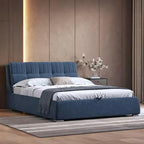 Stanhope Upholstered Hydraulic Storage Queen Size Bed In Baltic Blue Colour