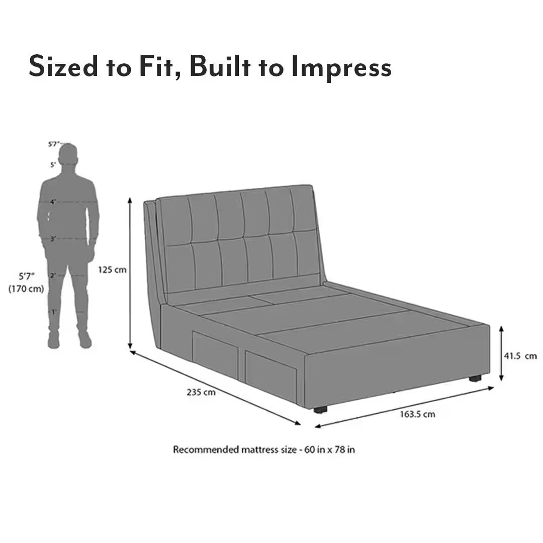Bornholm Engineered Wood King Size Drawer Storage Upholstered Bed