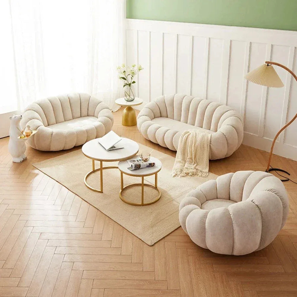 Ace Luxury Modern Pumpkin Rounded Sofa Set
