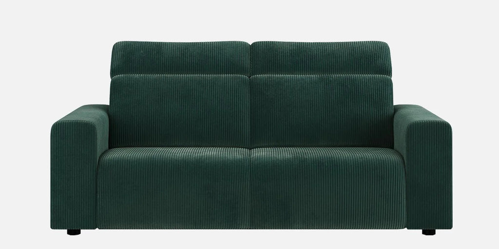 Emma Corduroy Velvet 3 Seater Sofa With Adjustable Headrests In Deep Green Color