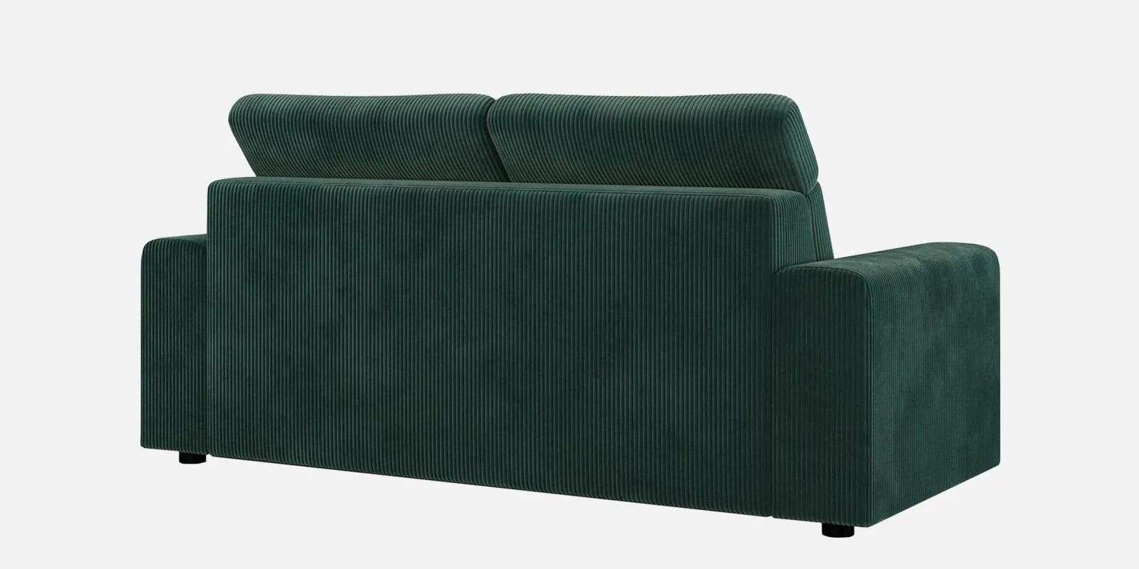 Emma Corduroy Velvet 3 Seater Sofa With Adjustable Headrests In Deep Green Color