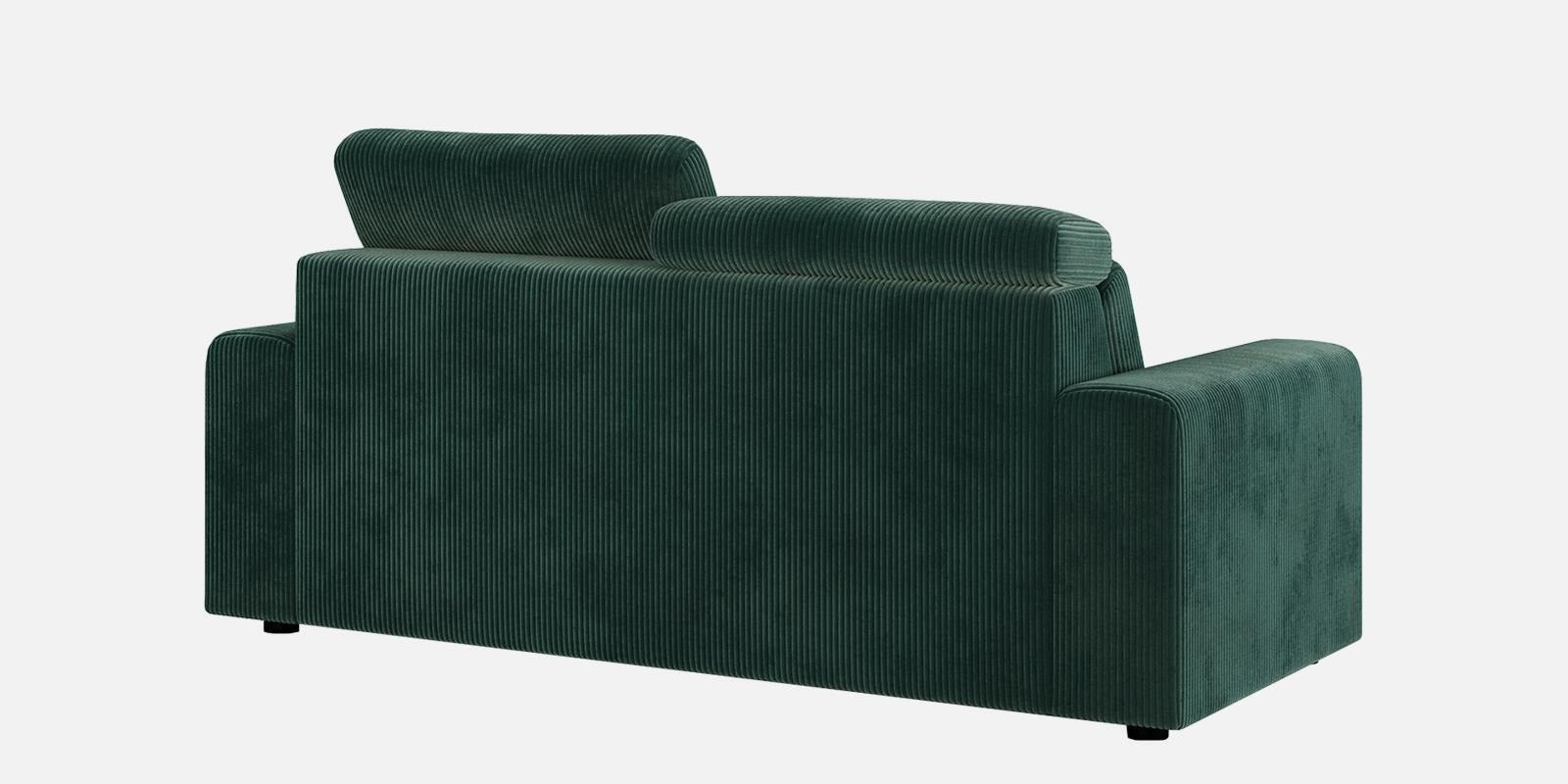Emma Corduroy Velvet 3 Seater Sofa With Adjustable Headrests In Deep Green Color
