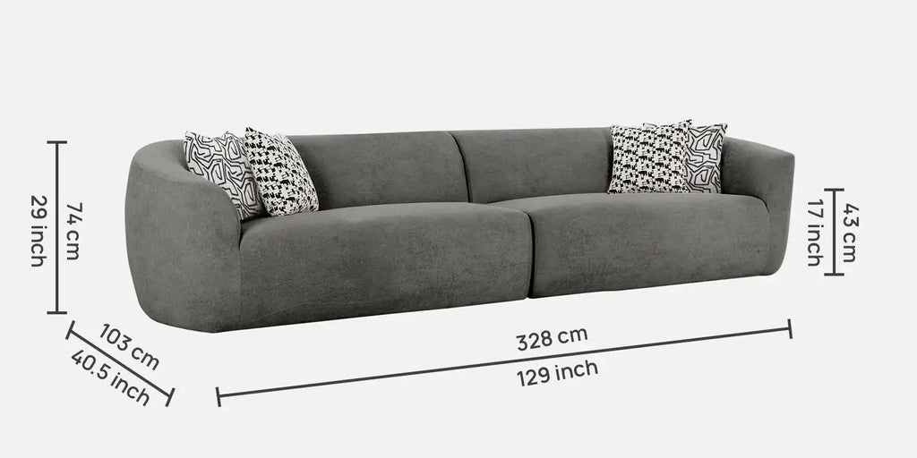 Palm Spring Fabric 4 Seater Sofa in Dark Grey Colour
