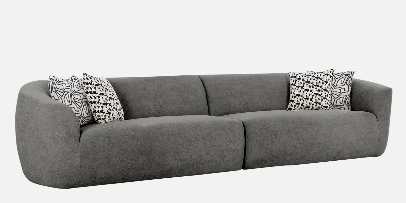 Palm Spring Fabric 4 Seater Sofa in Dark Grey Colour