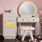 Mystic Meridian Dressing Table & Vanity Set With Mirror & Poof Chair