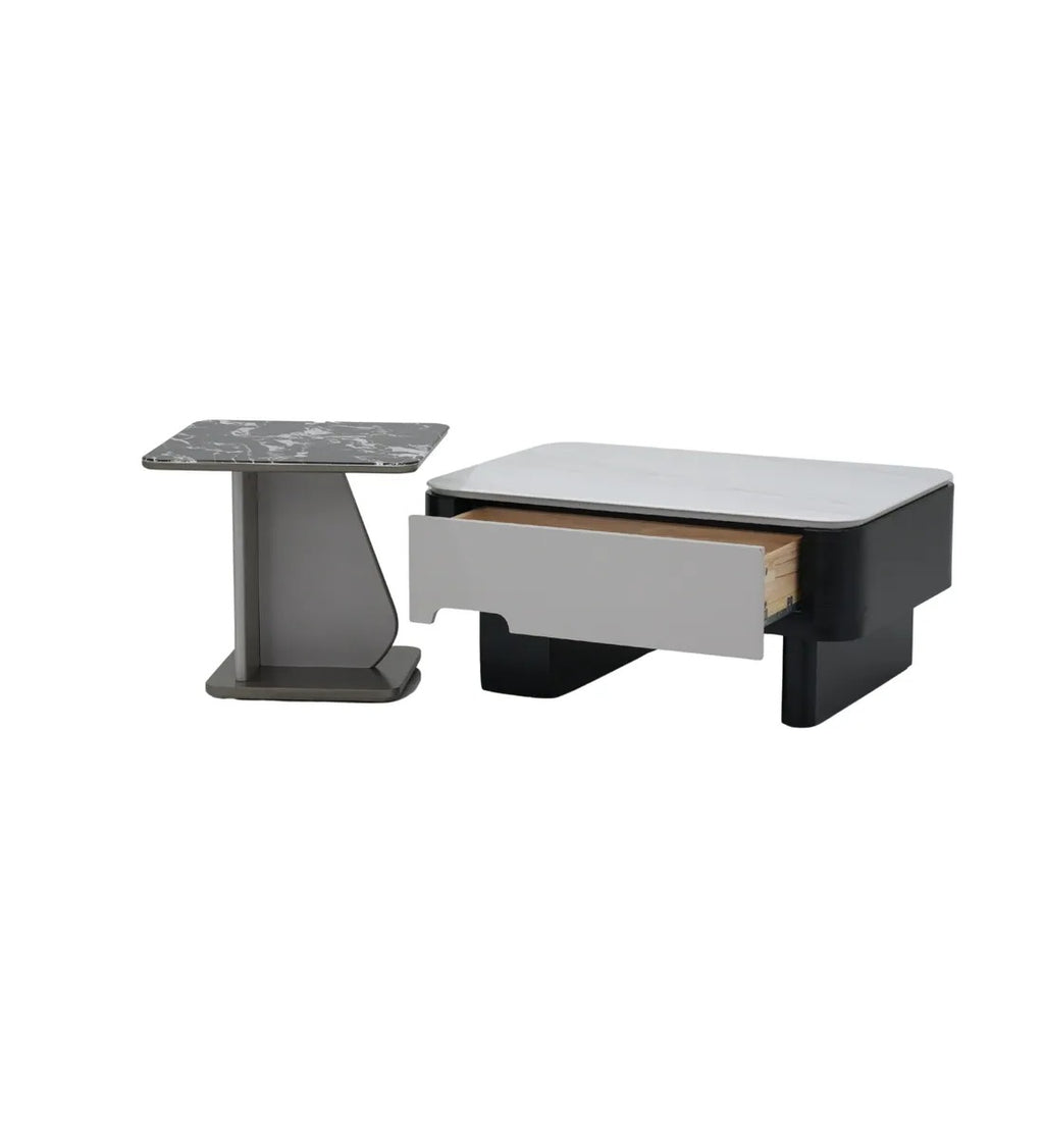 Seattle American Glass Top Coffee Table Set Of Two In White Finish