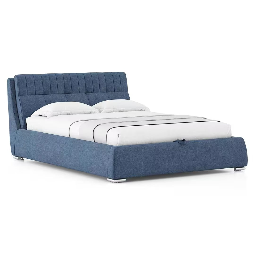 Stanhope Upholstered Hydraulic Storage Queen Size Bed In Baltic Blue Colour