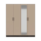 Cashmere Plus 4 Door Wardrobe with 4 Shelves, 2 Drawers, Mirror & 2 Hanging Areas (Wyoming Maple & Frappe)