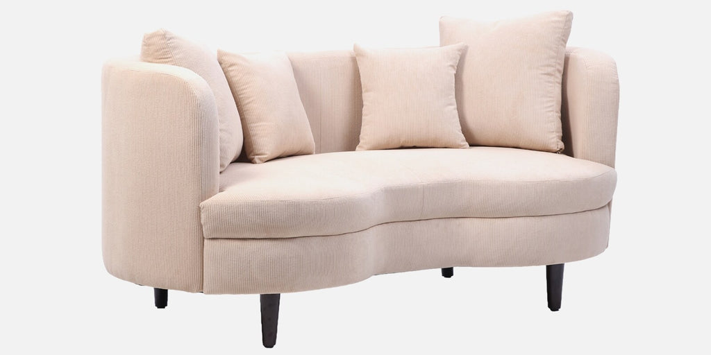 Cresta Corduroy Velvet Fabric 2 Seater Sofa in Beige Color