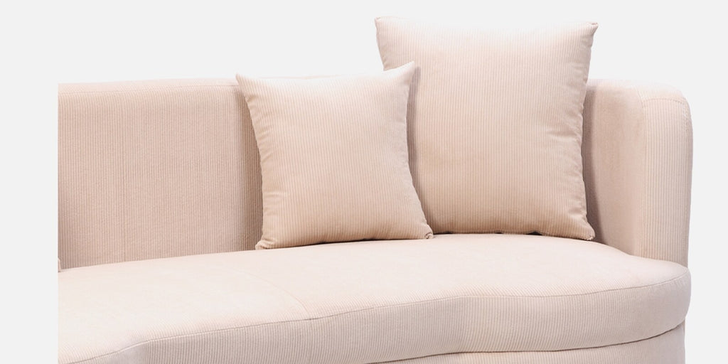 Cresta Corduroy Velvet Fabric 2 Seater Sofa in Beige Color