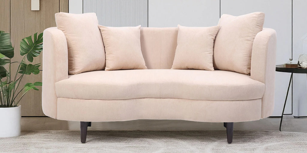 Cresta Corduroy Velvet Fabric 2 Seater Sofa in Beige Color