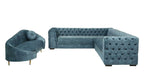 Cypress Velvet Corner Sofa in Textured Light Teal Colour in L Shape