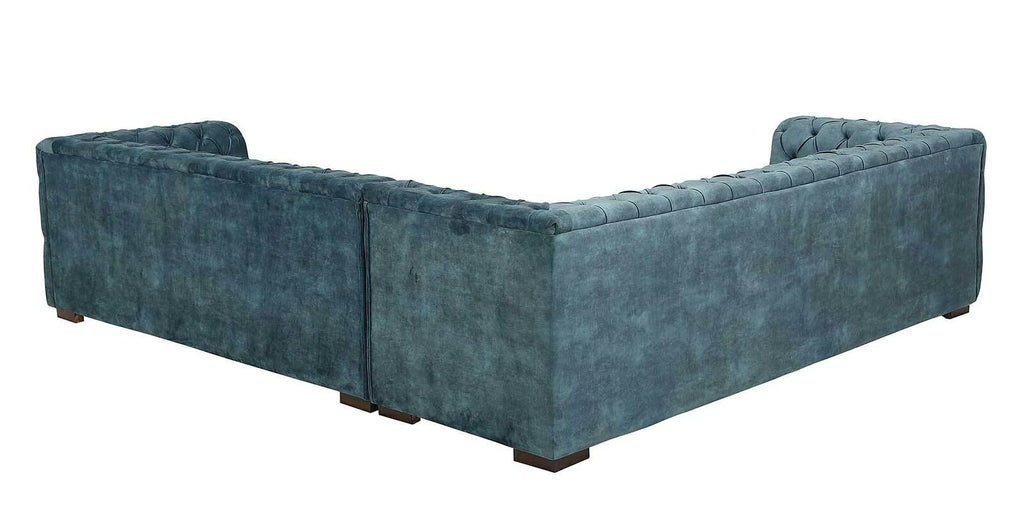 Cypress Velvet Corner Sofa in Textured Light Teal Colour in L Shape