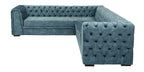 Cypress Velvet Corner Sofa in Textured Light Teal Colour in L Shape