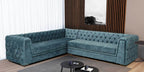 Cypress Velvet Corner Sofa in Textured Light Teal Colour in L Shape