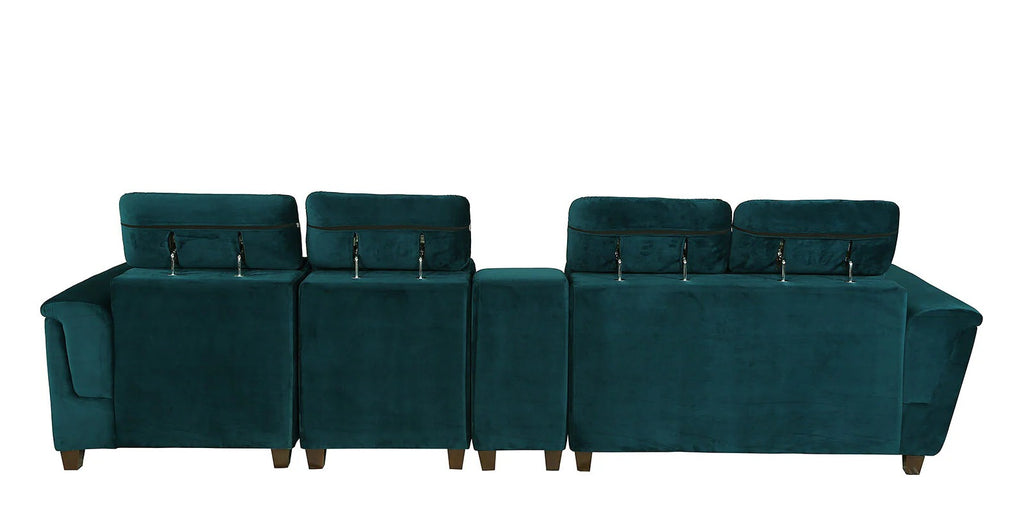 Impero Velvet LHS Sectional Sofa (3+ Lounger) in Teal Blue Colour