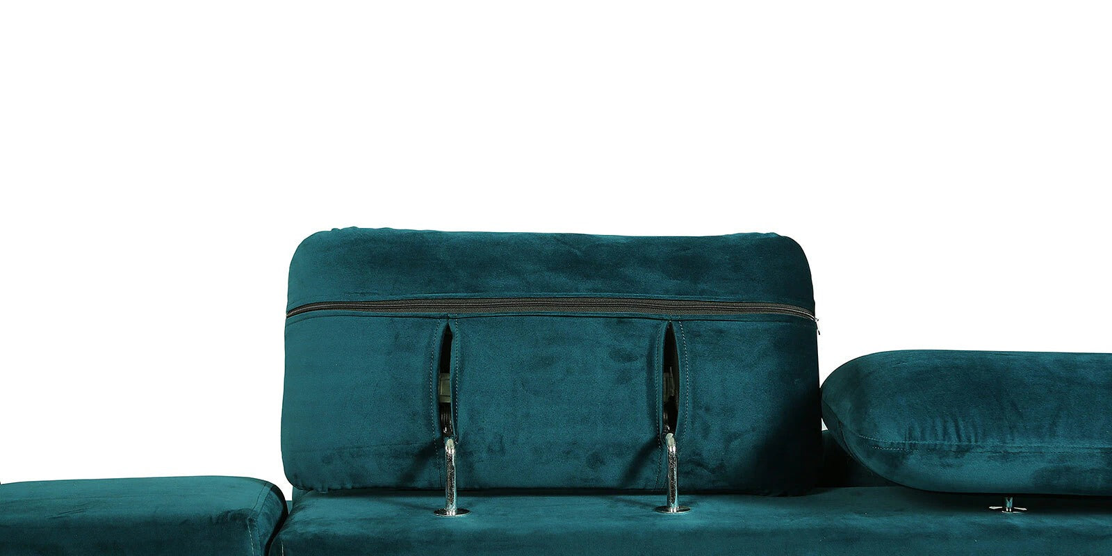 Impero Velvet LHS Sectional Sofa (3+ Lounger) in Teal Blue Colour