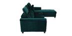 Impero Velvet LHS Sectional Sofa (3+ Lounger) in Teal Blue Colour