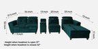 Impero Velvet LHS Sectional Sofa (3+ Lounger) in Teal Blue Colour