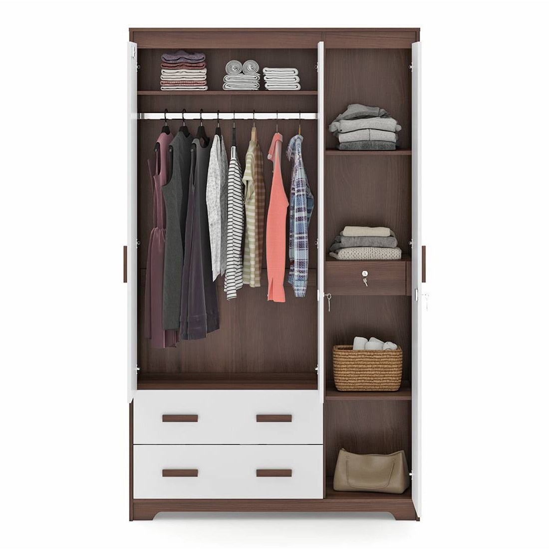 Miller 3 Door Wardrobe With Mirror & Lock