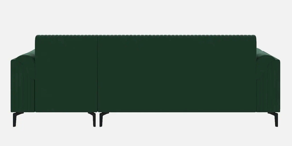 Zyra Water-Repellant Velvet Fabric LHS Sectional Sofa (3 + Lounger) in Emerald Green Color