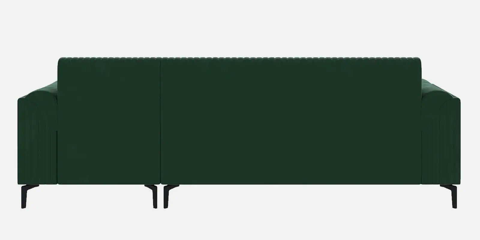 Zyra Water-Repellant Velvet Fabric LHS Sectional Sofa (3 + Lounger) in Emerald Green Color