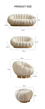Ace Luxury Modern Pumpkin Rounded Sofa Set