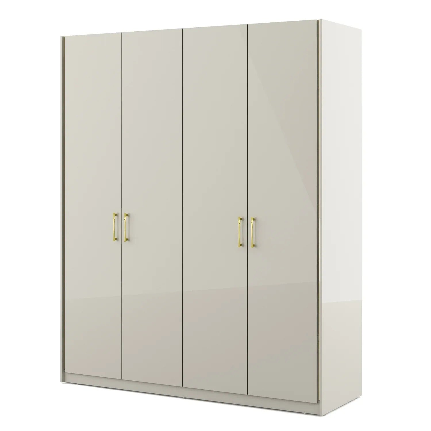 Stellar 4 Door Wardrobe in High Gloss White Finish