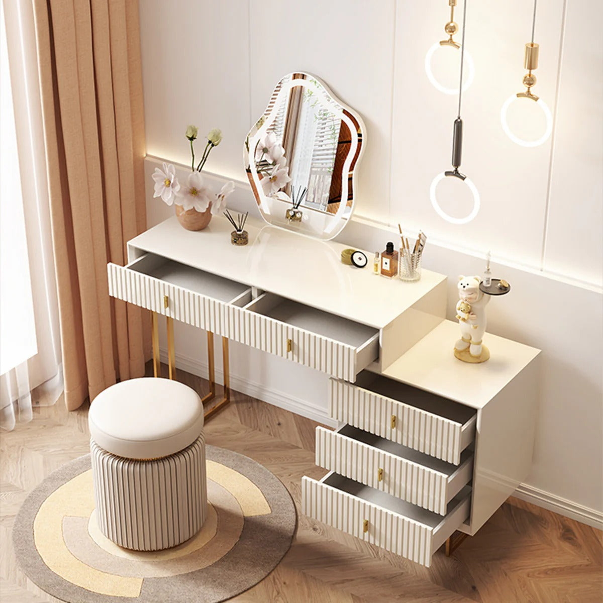 Urban Elegance Makeup Dressing Table & Vanity Set (White)