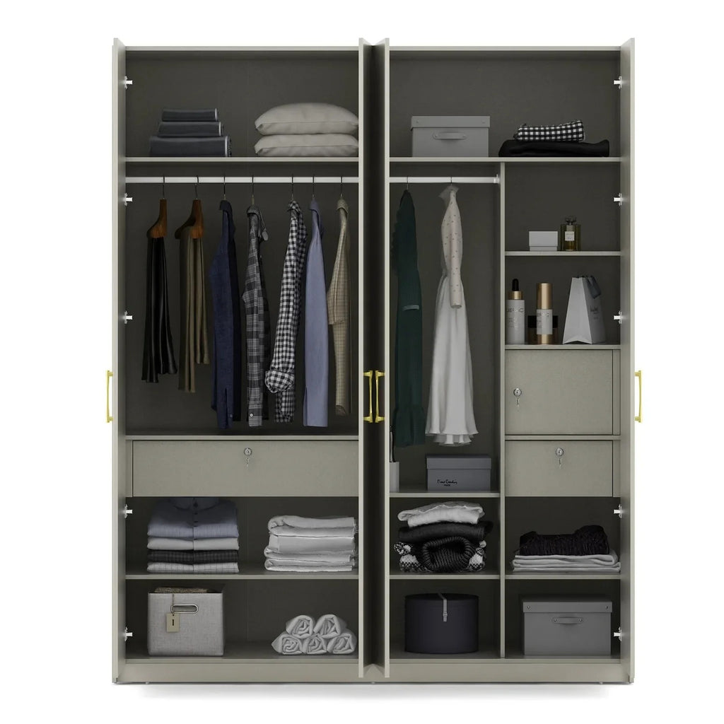 Stellar 4 Door Wardrobe in High Gloss White Finish