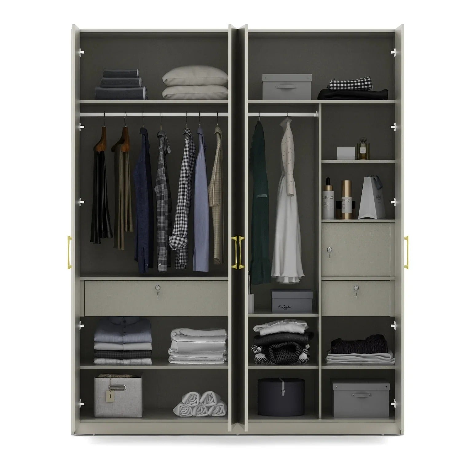 Stellar 4 Door Wardrobe in High Gloss White Finish