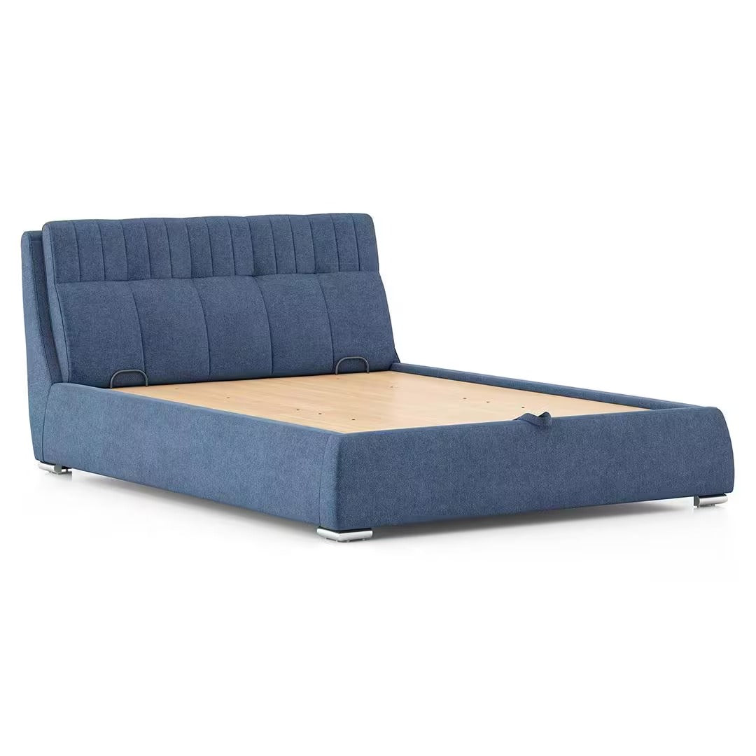 Stanhope Upholstered Hydraulic Storage Queen Size Bed In Baltic Blue Colour