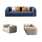 Arzo Modern Luxury Velvet Chesterfield Sofa Set