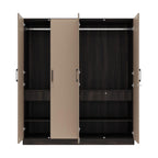 Cashmere Plus 4 Door Wardrobe with 4 Shelves, 2 Drawers, Mirror & 2 Hanging Areas (Wyoming Maple & Frappe)