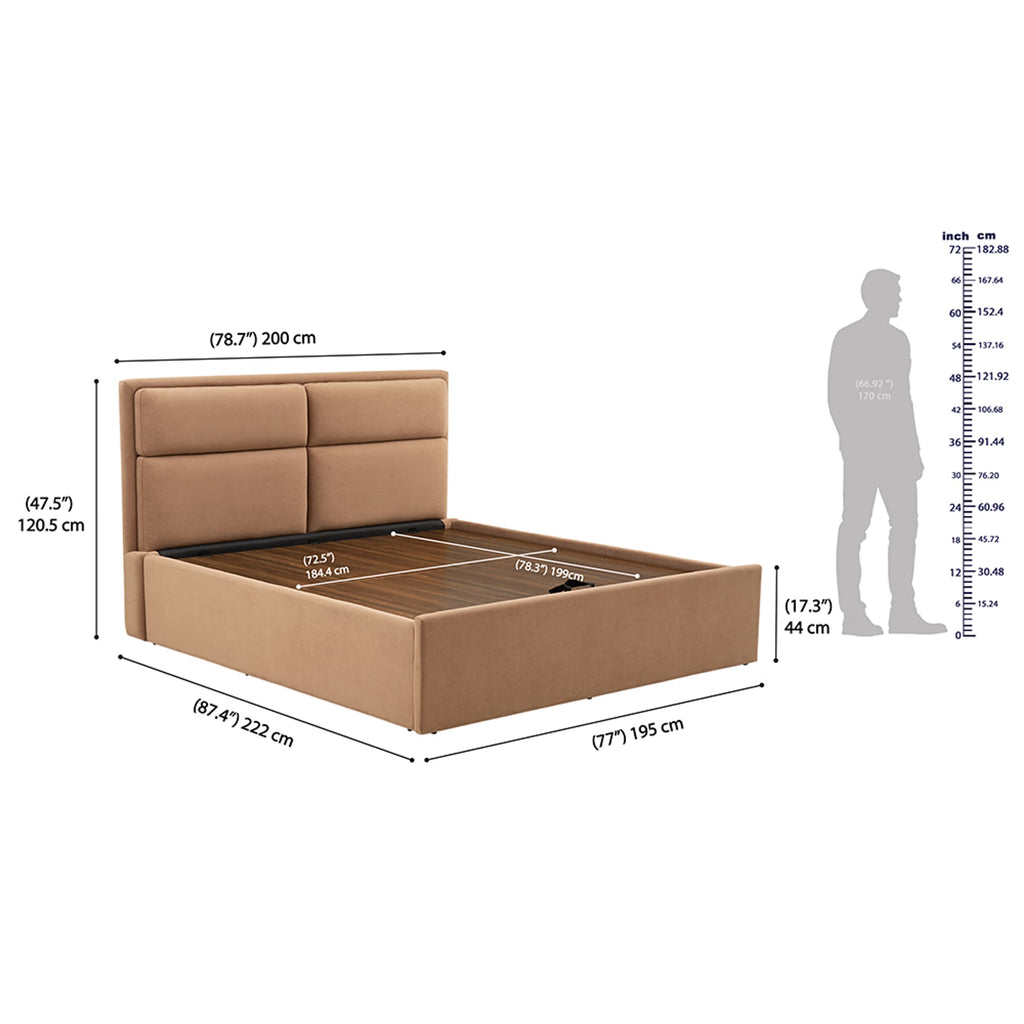 Wakefit Lumelle King Size Hydraulic Storage Upholstered Bed