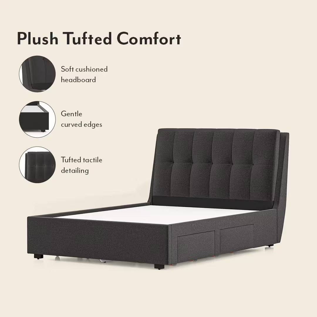 Bornholm Engineered Wood King Size Drawer Storage Upholstered Bed