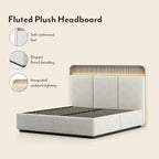 Valeria Engineered Wood Queen Size Bed with Hydraulic Storage Bed in Beige Finish