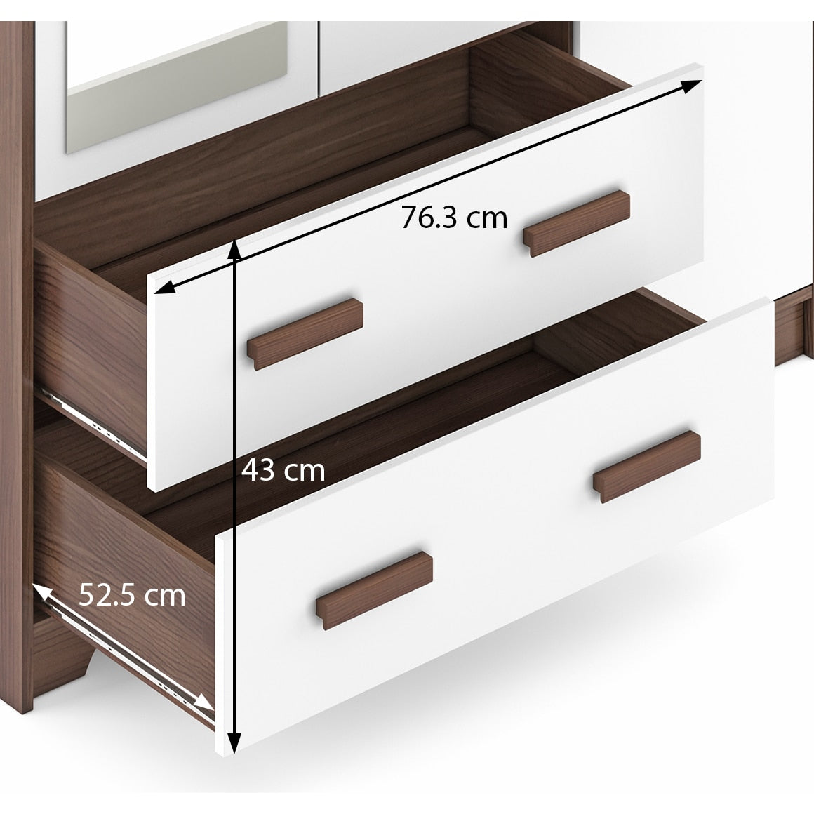 Miller 3 Door Wardrobe With Mirror & Lock