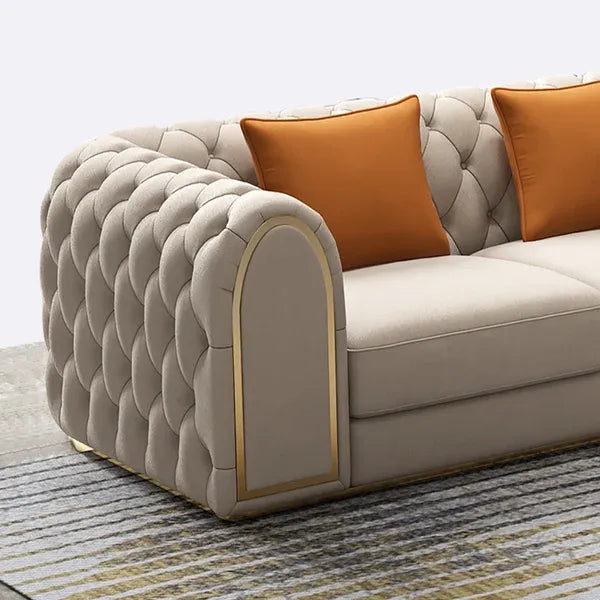 Arzo Modern Luxury Velvet Chesterfield Sofa Set