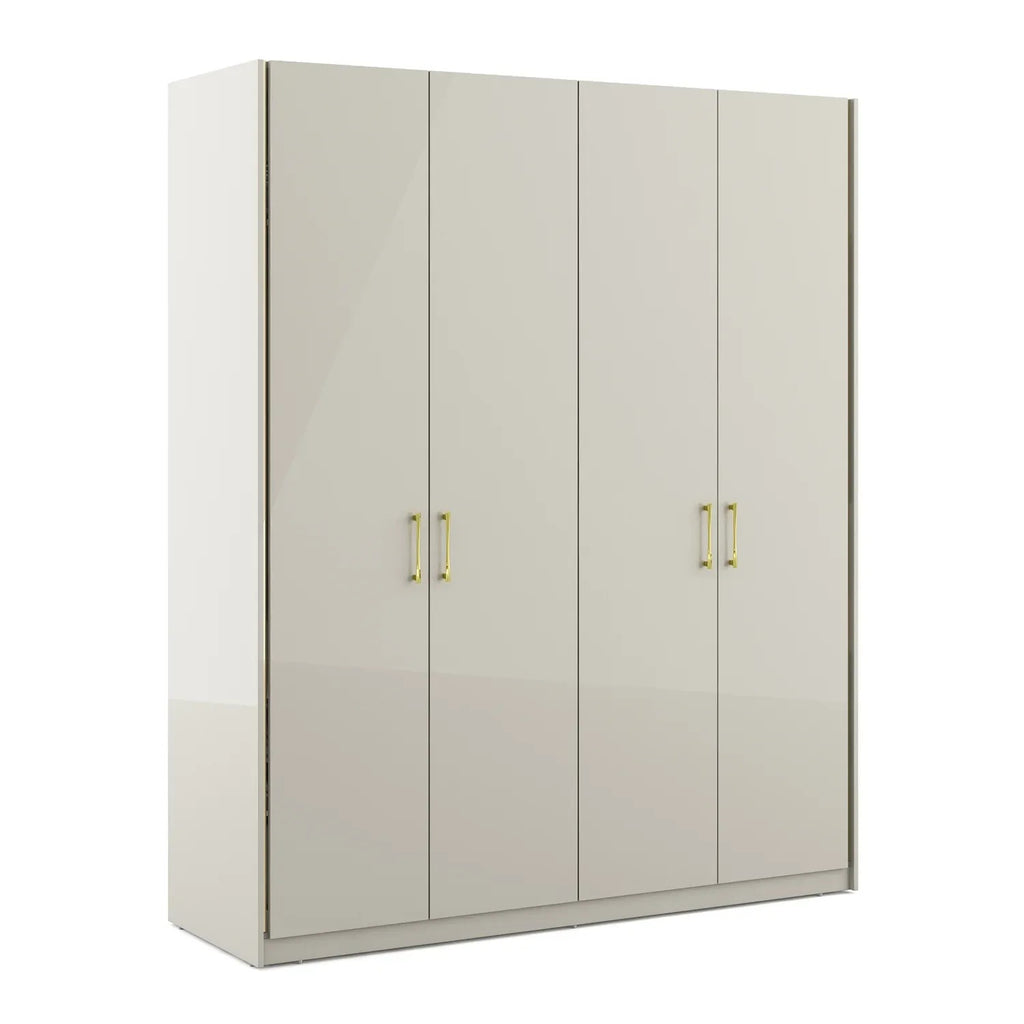 Stellar 4 Door Wardrobe in High Gloss White Finish