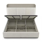 Valeria Engineered Wood Queen Size Bed with Hydraulic Storage Bed in Beige Finish