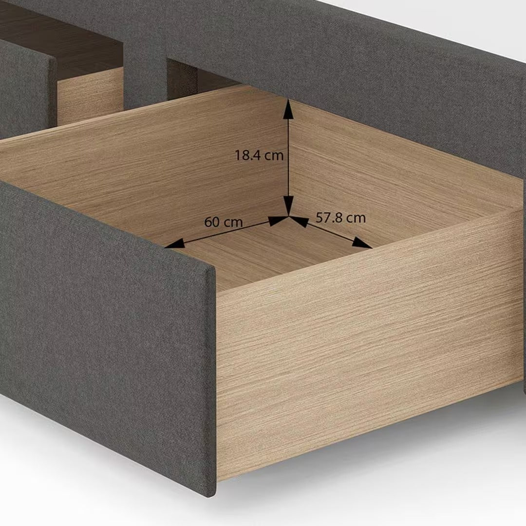 Bornholm Engineered Wood King Size Drawer Storage Upholstered Bed