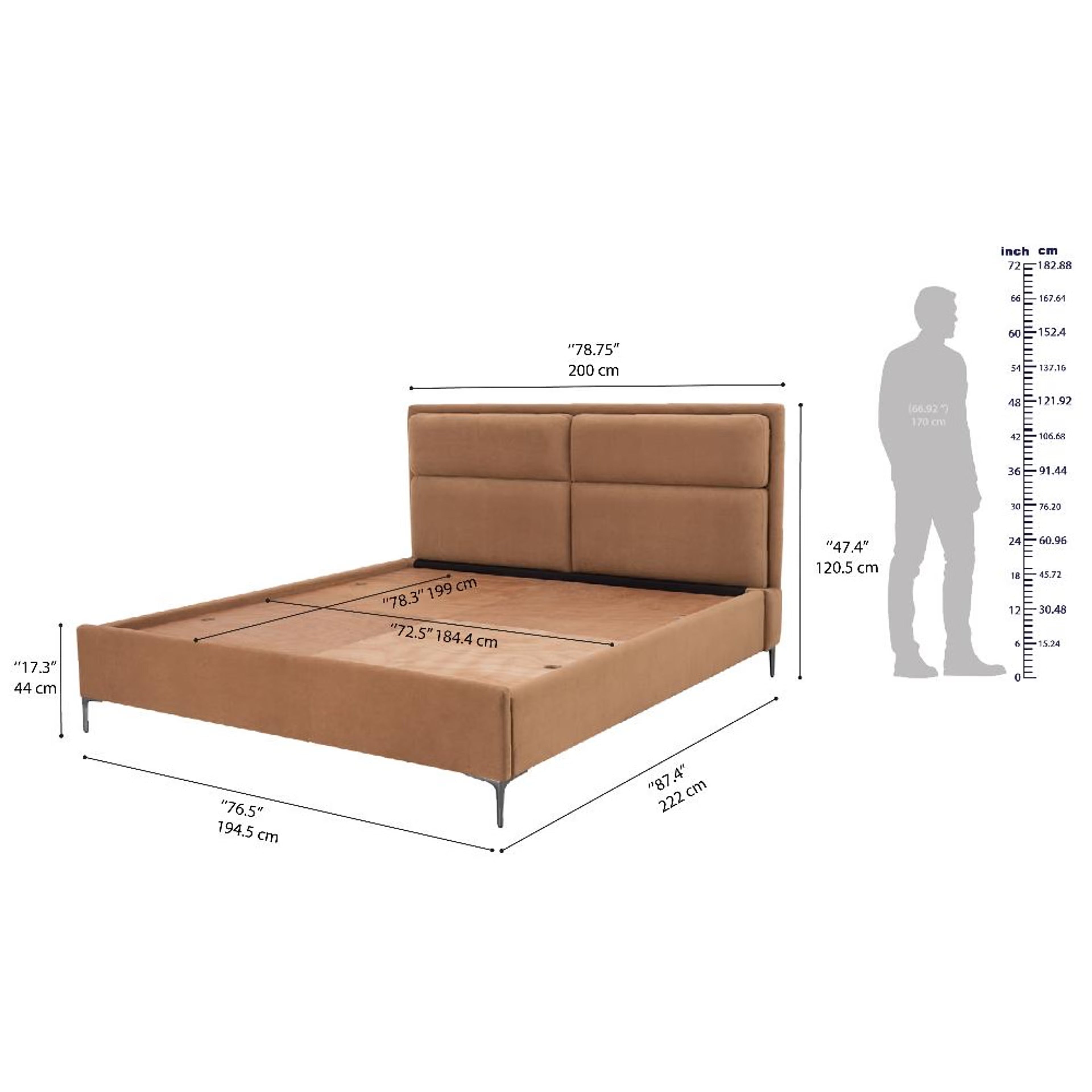 Wakefit Zewail Without Storage King Size Upholstered Bed