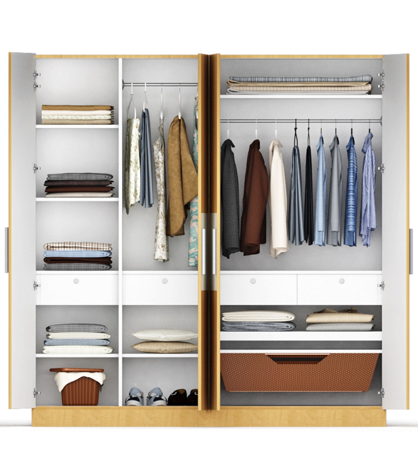 Four Door Wardrobe in Asian Maple Finish in Marine Ply