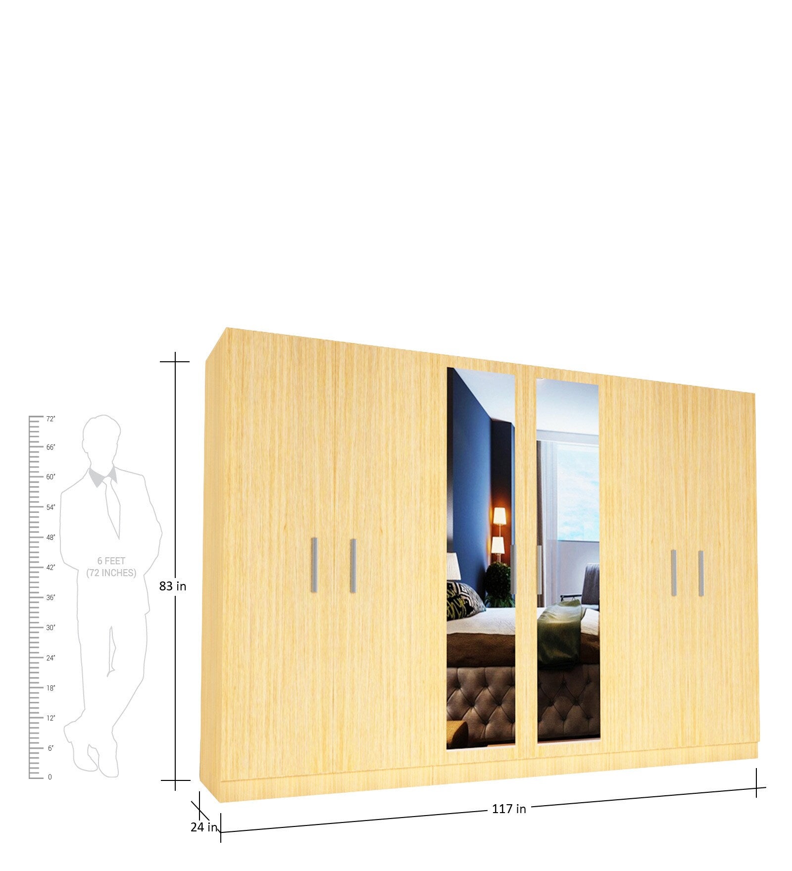 Six Door Wardrobe with mirror in PLPB