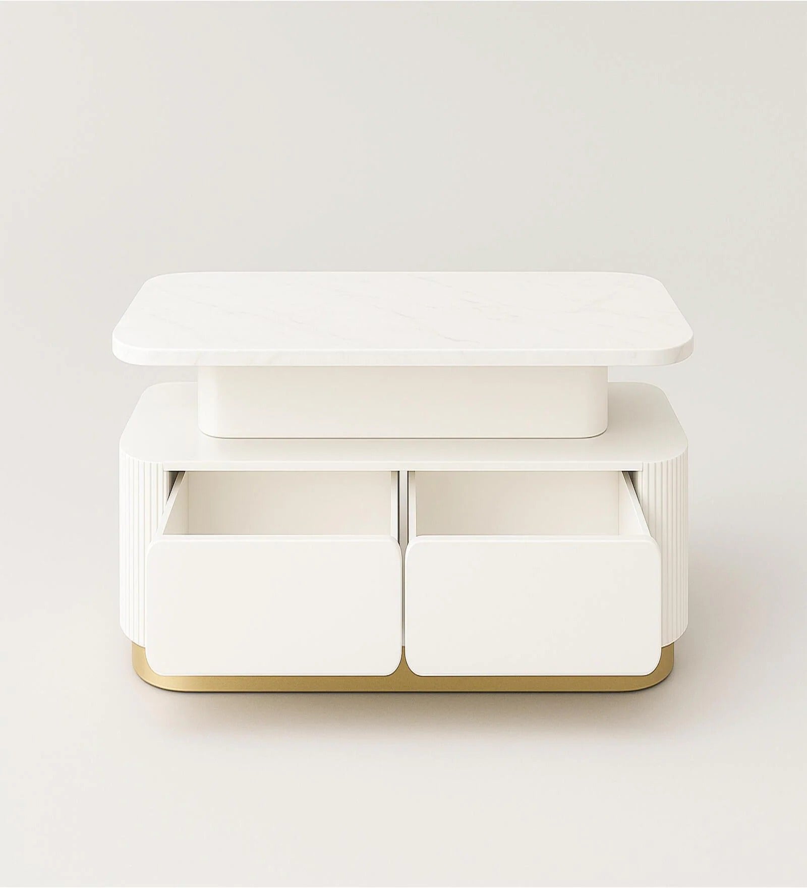 Ramie Faux Marble Coffee Table In PU & Lacquer Die Finish