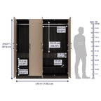Cashmere Plus 4 Door Wardrobe with 4 Shelves, 2 Drawers, Mirror & 2 Hanging Areas (Wyoming Maple & Frappe)