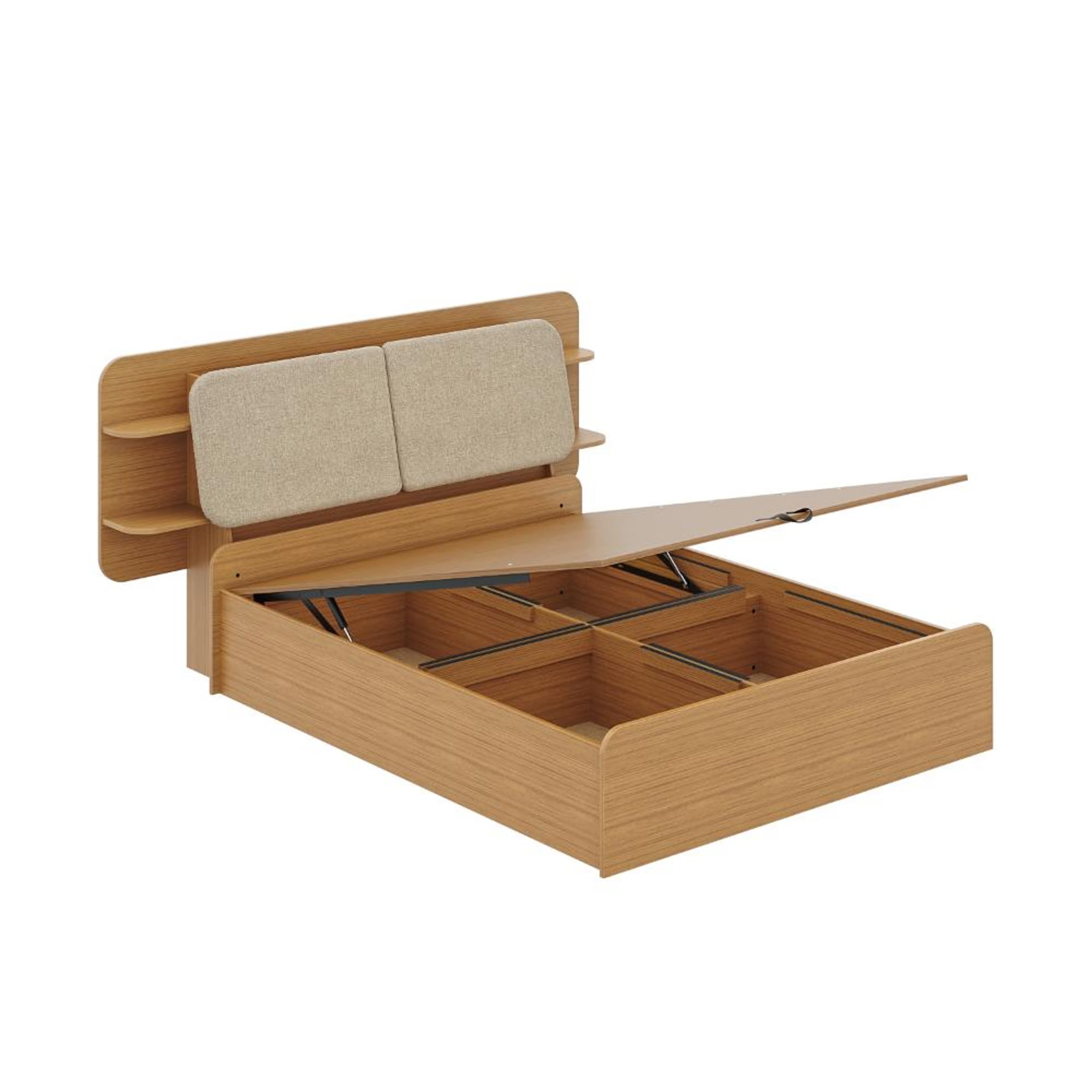 Wakefit Scandi Queen Storage with Hydraulic mechanism with Reflection White Fabric